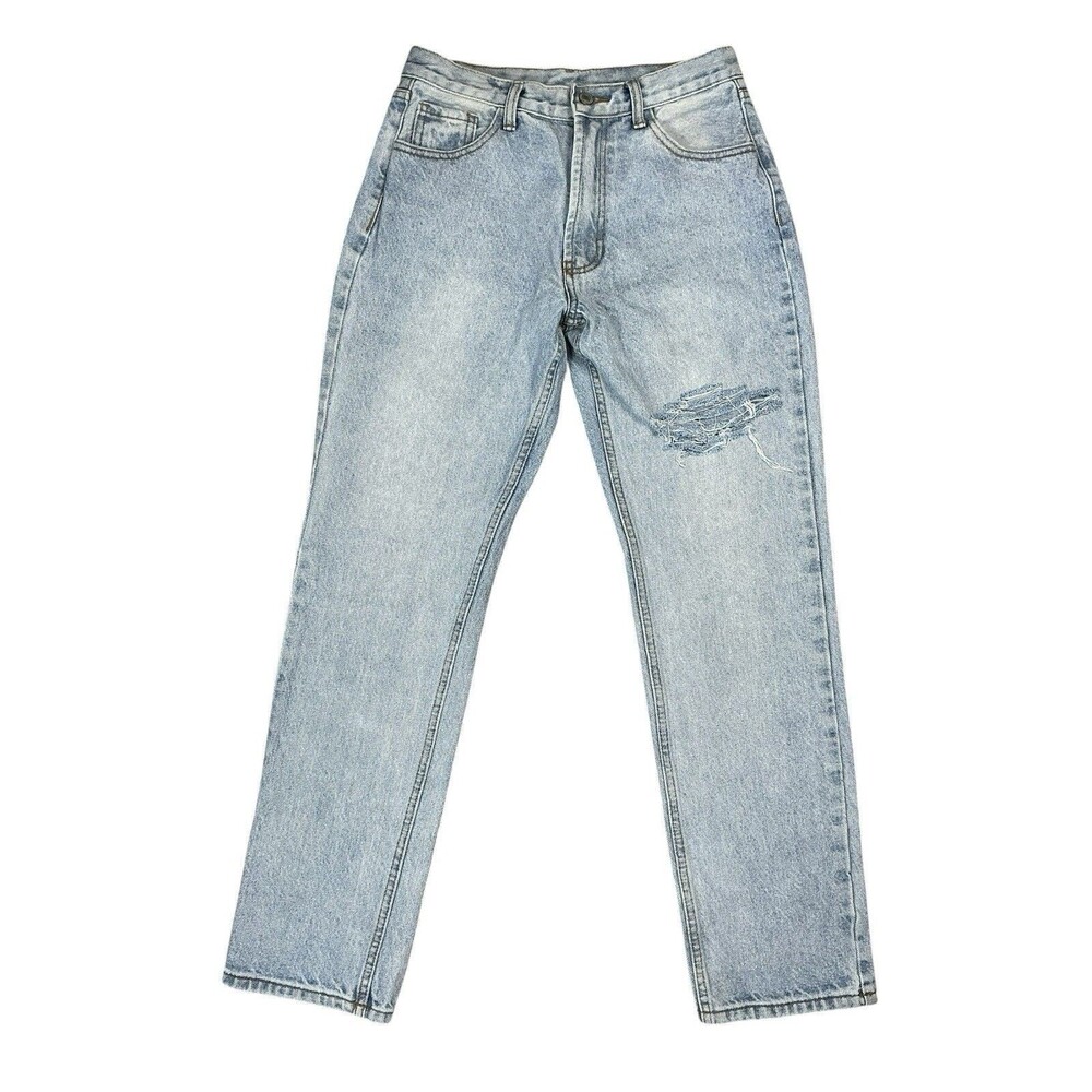 J. Galt Brandy Melville Light Wash Distressed Straight Leg Jeans Size Medium